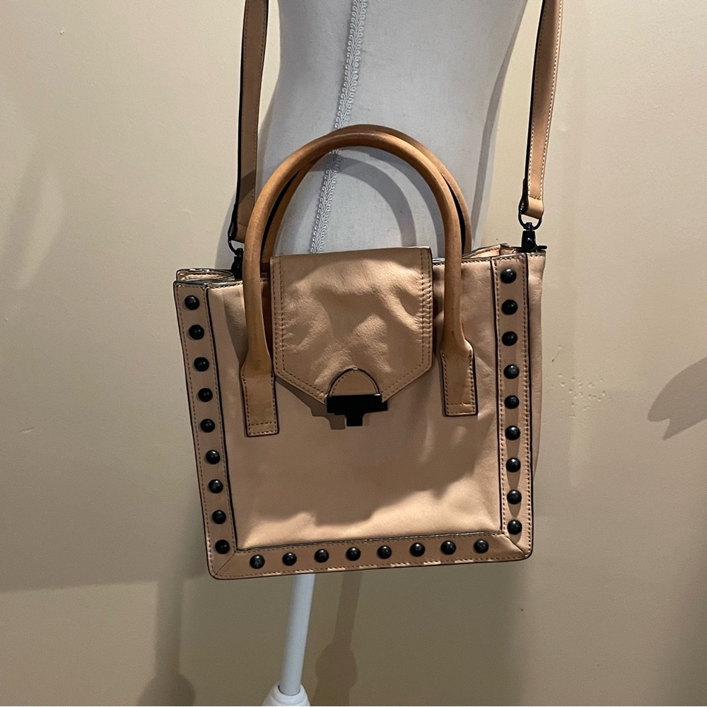 Loeffler Randall Tan leather studded cross body bag